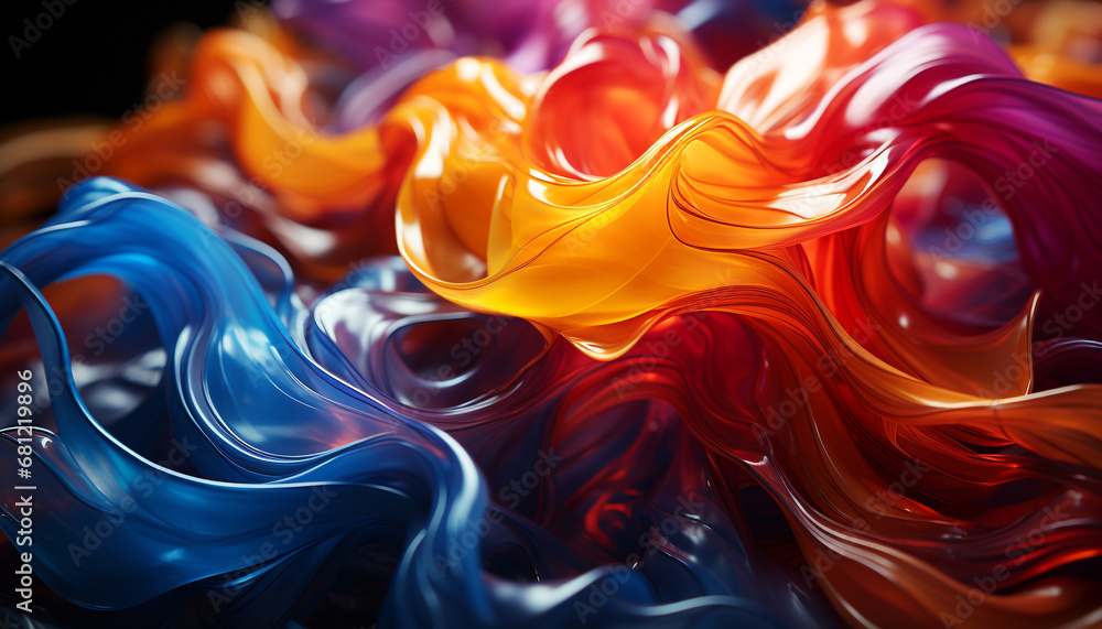 Aufkleber abstract multi colored pattern with vibrant blue and yellow waves generated by ai