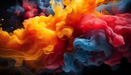 Abstract colors flowing in vibrant waves, creating a futuristic fantasy generated by AI