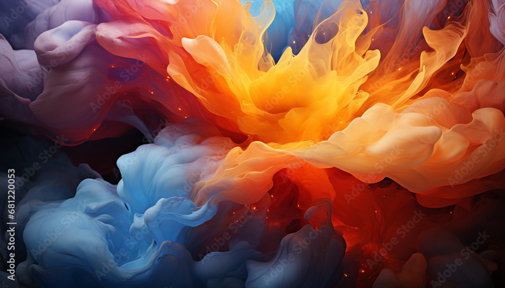 Poster abstract colors in motion create a vibrant underwater fantasy generated by ai
