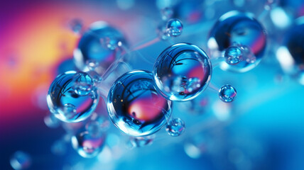 water droplets on the blue glass. abstract background