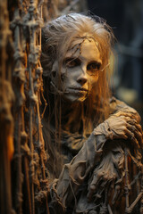 Fototapeta na wymiar South American mummy woman with realistic gaze