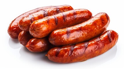 Fototapeta premium fried sausages on a white background.