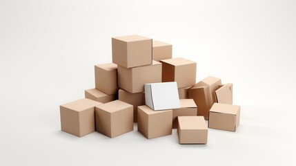 Fototapeta premium cardboard boxes on white background.