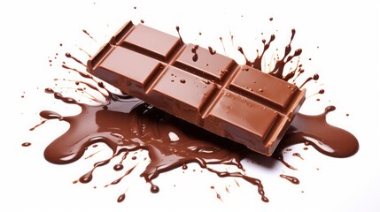 Fototapeta premium chocolate with splashes on white background.