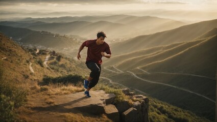 Fototapeta premium person running on the beach