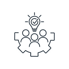 Collaborative project.  Vector linear illustration icon isolated on white background.