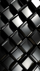 A pattern of overlapping silver hexagons on a black background