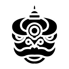 Dragon Head Solid Icon Design Vector