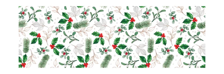 Deurstickers Elegant Winter Pattern Delicate Leaves vector illustration © ayb art