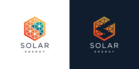 Solar energy logo vector design illustration with creative element concept