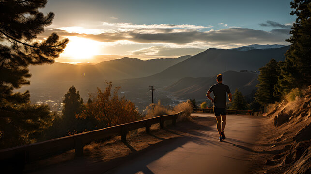 hombre corriendo al atardecer