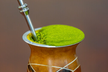 Traditional Brazilian chimarrão, a typical drink from the south of the country, served in a 