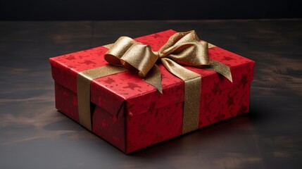 holiday gift box with ribbon.