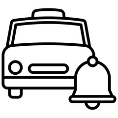 Bell black outline icon, related to transportation, ride sharing theme.