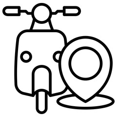 Map Pin black outline icon, related to transportation, ride sharing theme.