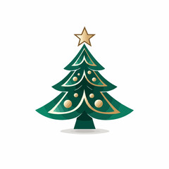 Vector christmas tree isolated. Beautiful shining christmas tree .  in cartoon, doodle style. 2d vector illustration in logo, icon style, Eps 10. AI Generative

