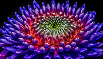 Obraz premium Close up of a vibrant, multi colored daisy in a formal garden generated by AI