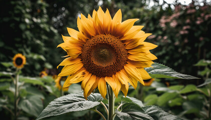 Obraz premium A vibrant yellow sunflower stands tall in the summer meadow generated by AI