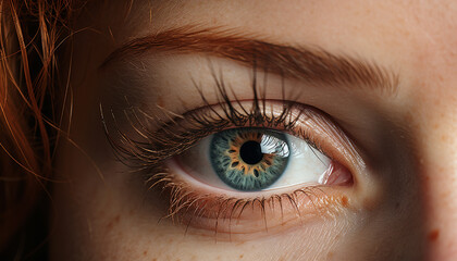 Naklejka premium Close up of a woman eye, staring into the camera generated by AI