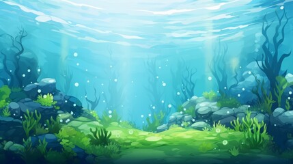 Fototapeta na wymiar underwater world of green algae.