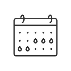 Calendar of menstruation, linear icon. Line with editable stroke