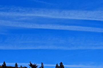 Multiple persistent Contrails mark North South Airline Corridor in Eastern California