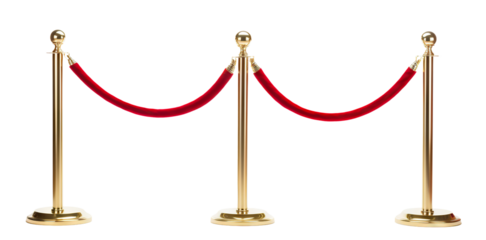 Stanchions with red velvet ropes, cut out