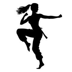 Fototapeta na wymiar Female martial arts fighter silhouette. vector illustration