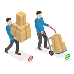 3D Isometric Flat  Illustration of How To Carry Heavy Goods. Item 1