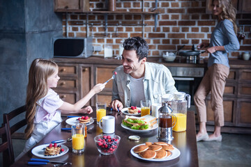 Family in kitchen