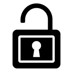 Unlock black solid glyph icon