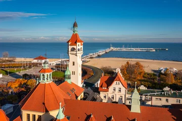 Photo sur Plexiglas La Baltique, Sopot, Pologne Aerial view of the Sopot city by the Baltic Sea at autumn, Poland