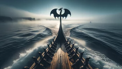 Foto op Canvas Odin's Quest: Norse Longship at Dawn © Enterprise Media STL