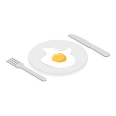 3D Isometric Flat  Set of Chicken Eggs. Item 1