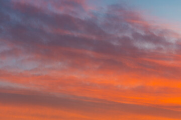 Beautiful orange cloud on sunset sky.