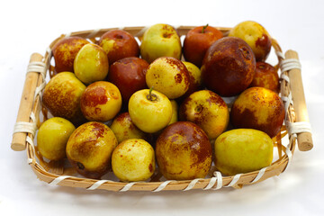 Fresh jujube fruit on white background