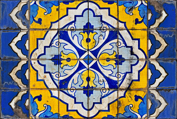 Tiles on kiosk ruins in Teresopolis, Rio de Janeiro, Brazil