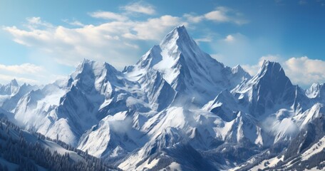 The Stunning Beauty of Snow-Capped Peaks Under the Radiant Sunshine. Generative AI