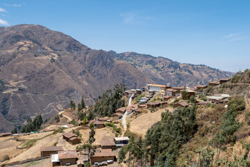 Fototapeta na wymiar village of the mountainous landscapes of the Andes Mountains