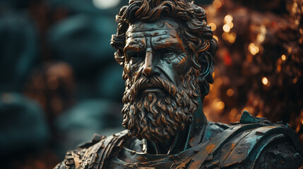 Bronze Stoicism: Weathered Elegance in Photorealistic Sculpture - obrazy, fototapety, plakaty