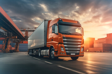 Cargo transport waiting for loading at logistic center