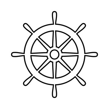 recommend clip art: Helm ship icon. Black steering isolated on white background. Rudder boat silhouette. Simple outline ship helm for design travel print. Handle timon. Nautical wheel. Maritime steer. Vector illustration