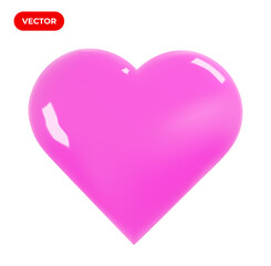 Red heart. Realistic 3d design icon heart symbol love. Valentine day symbol for decoration. Purple realistic heart. Vector illustration