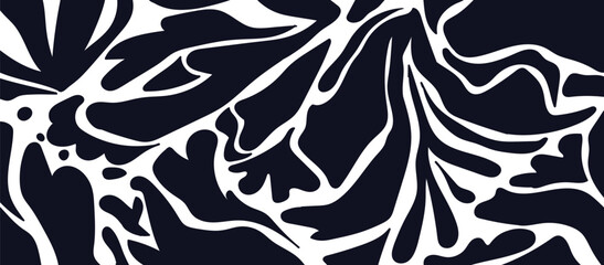 Natural hand drawn pattern design with leaves branch, flower. Simple contemporary style illustrated Design for fabric, print, cover, banner, wallpaper.