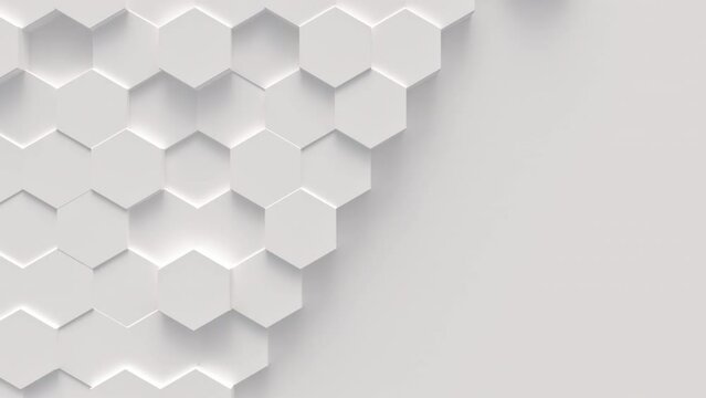 Abstract motion background from random moving hexagons, seamless loop animation