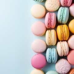 Professional Photo of a Heap of Some Colorful Macaroons placed on a Simple Colored Background. Professional Displacement.