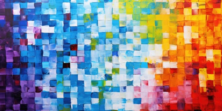 full frame colorful square paint texture art like background 