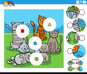 match the pieces educational game with cartoon cats