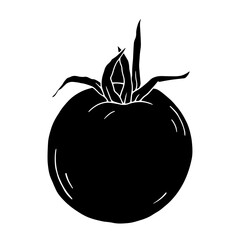 Tomato vegetable silhouette. Vector graphics.