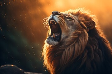 Portrait of a big male African lion 
